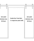 Diagram of Heavy Duty Sliding Barn Door Hardware Kit For Bypass Or Double Doors, Adjustable 122 To 400 Cm Track included.