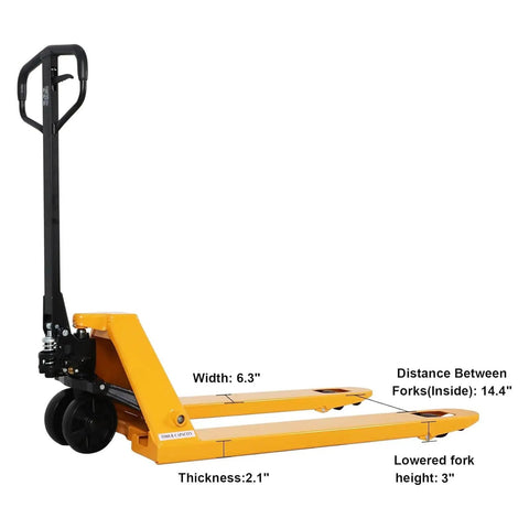 Heavy Duty Manual Pallet Jack With 5500 Lbs Capacity No Sweat Hydraulic System Ironclad Frame Big Load Hauler For Commercial Warehouses And Smooth Fork Moves