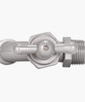 Pro Level Celcon Hose Bibb With 3/4 Inch Male Pipe Connection For Outdoor Irrigation And Garden Hoses Built Tough To Handle The Daily Backyard Grind Smoothly And Leak Free, top view with valve handle.