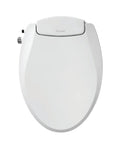 Non Electric Bidet Toilet Seat With Dual Nozzles For Elongated Toilets, White, shown from top view