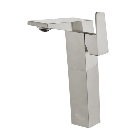 Single Hole High Arc Bathroom Faucet With One Handle Brushed Nickel Finish Solid Brass Build One Point Two GPM Flow