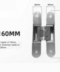 Heavy Duty 3D Adjustable Concealed Door Hinges Delivering A Smooth Ride For Invisible Cabinet Setup Crafted From Solid 304 Stainless Steel with dimensions shown.