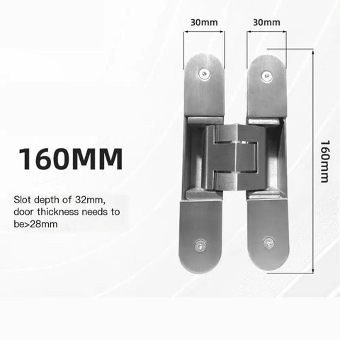 Heavy Duty 3D Adjustable Concealed Door Hinges Delivering A Smooth Ride For Invisible Cabinet Setup Crafted From Solid 304 Stainless Steel with dimensions shown.