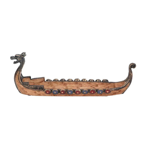 Incense Burner With Dragon Boat Motif Resin Meditation Decor For Home Garden Yoga Elegant Hand Carved Style Traditional Chinese Festival Inspired Gift Symbolizing Prosperity And Good Fortune, side view