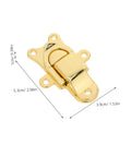 Stylish Vintage Zinc Alloy Duckbill Toggle Latch Set with All Mounting Hardware For Upgrading Wooden Jewelry Boxes and Cabinets in Super Cool Golden Finish, showing dimensions.