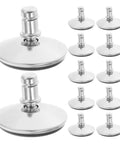Heavy Duty Adjustable Furniture Levelers With 12 Piece Wobble Free Swivel Base For Tables Cabinets And Chairs Noise Reducing Plastic Metal Feet No Skid Tight Setup close-up of stainless steel swivel base levelers