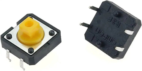 Red Tactile Microswitches 12x12x7.3mm 10 Pack Durable Long Life Touch Switches With Protected Pin Design For Home Appliances Audio Equipment Toys Mouse Business Machines And Electronics, yellow top