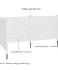 Three Panel Backyard Privacy Fence White PVC 48 Inch Wide By 42 Inch High No Dig Privacy Screen With 18 Inch Ground Stakes