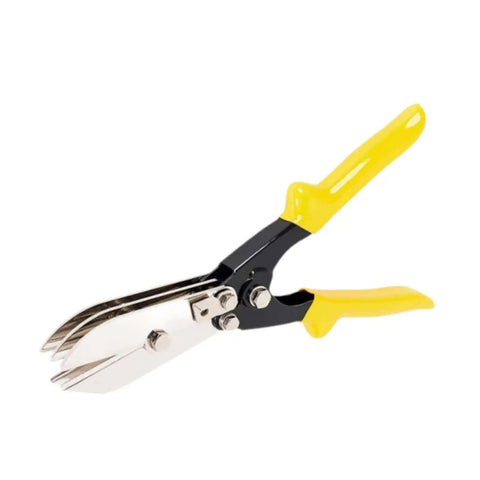 Heavy Duty Duct Crimping Tool for 24 to 28 Gauge Sheet Metal with five cutter gutter crimper and ergonomic yellow handles