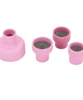 Ceramic Cup Kit Set for Welding Torch, 5 Pcs Alumina Cups With 12, 14, 16, 24 Diameters and a 2.4mm Center Hole Diameter displayed