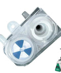 Selgo replacement flow indicator for Bissell BigGreen commercial cleaners; transparent plastic with blue dial.