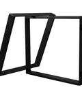 Heavy Duty Steel Table Legs Set Of Two, Rock Solid Black Metal Stand With Adjustable Leveling Feet, angled view of sturdy frame.
