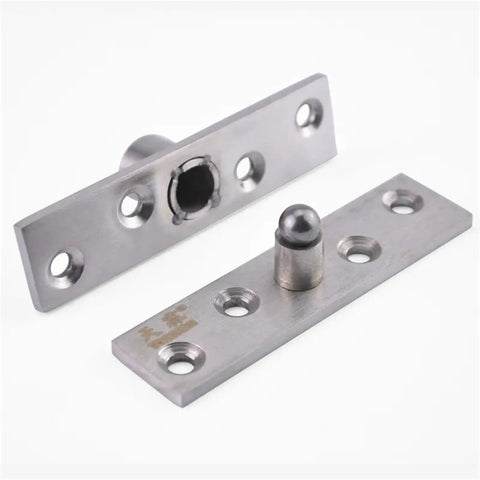 Heavy Duty 360 Degree Turning Heaven Earth Hinge For Hidden Doors And Furniture Hardware Brushed Stainless Steel close-up view.