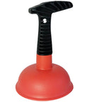 Heavy Duty Mini Sink Plunger With Reinforced Rubber Cup Creates Incredible Suction To Extract Worst Pipe Blockups with black handle.