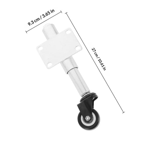 Heavy Duty Spring Loaded Gate Caster Wheel With Beefy Iron And Grippy Rubber Construction Smooth Retractable Fence Roller dimensions 9.3 cm x 27 cm.