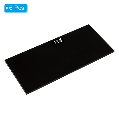 Super Tough Top Shelf Welding Lens Replacement Plates Shade 11 Glass Filters 4x2 Inch black glass panel in 6 pack.