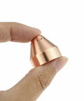 Hand holding a Five Pack 220817 Plasma Cutter Shield Nozzle Consumables Set for 65 85 105 Amp Plasma Machines, 85A Replacement Parts
