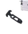 Rock Solid Rubber Hood Catch Latches With Mounting Brackets beside cooler, weather resistant build for outdoor storage.