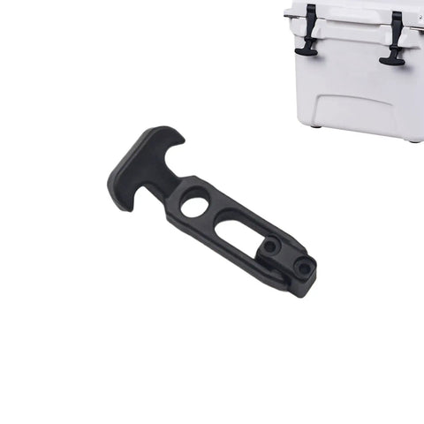 Rock Solid Rubber Hood Catch Latches With Mounting Brackets beside cooler, weather resistant build for outdoor storage.