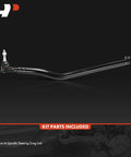 Jeep Spindle Steering Drag Link For Gladiator JT And Wrangler JL Front Wheel Alignment Upgrade, Heavy Duty Steel Construction, Brand New, Pre Greased, Direct Fit, Fits 2020-2025 JT Gladiator And 2018-2025 JL Wrangler, At Spindle Position, black steel drag link