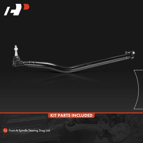 Jeep Spindle Steering Drag Link For Gladiator JT And Wrangler JL Front Wheel Alignment Upgrade, Heavy Duty Steel Construction, Brand New, Pre Greased, Direct Fit, Fits 2020-2025 JT Gladiator And 2018-2025 JL Wrangler, At Spindle Position, black steel drag link