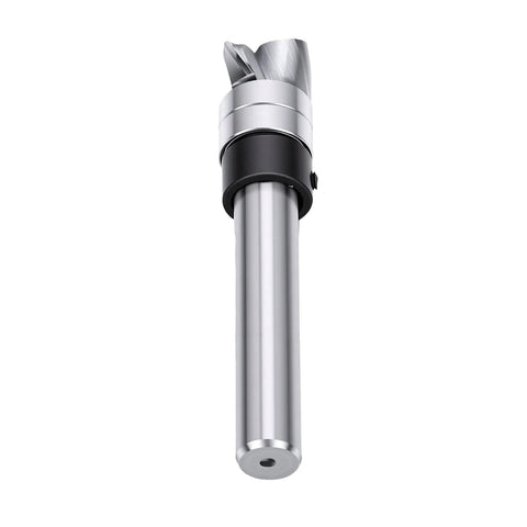 Top Bearing Flush Trim Router Bit With 1/4 Inch Shank And 3/8 Inch Cutting Diameter for smooth wood trimming and precision template work on plywood or MDF.