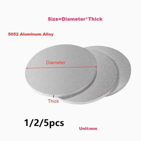 5052 aluminum alloy round plates with dimensions marked, size illustration.