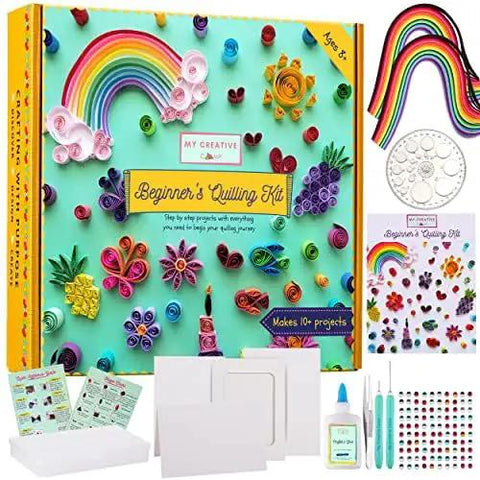 Beginner Quilling Kit For Kids And Adults With Tools, Easy Step By Step Instructions, Handy Storage Box, DIY Paper Quilling Bundle