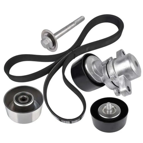 Top Tier Drive Belt Tensioner Pulley Kit 11955Ja10a Replaces Your Old One For Quick Fix And Smooth Run On Any Car Or Truck That Needs A Solid Replacement Part Fast, black metal belt kit