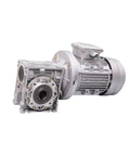 Heavy Duty Single Phase Worm Gear Motor Built Tough With Die Cast Aluminum Housing And Knockout Torque Output For RV30 Or RV40 Setups, side view.