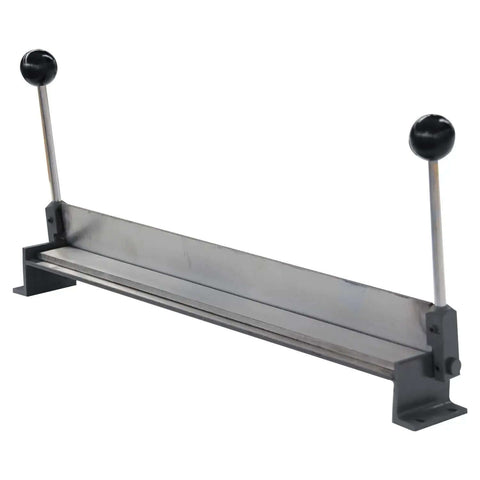 Portable 18-Inch Sheet Metal Brake For 18-Gauge Mild Steel, Adjustable 0-90 Degree Bend, gray aluminum frame with pre-drilled holes