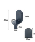 Hella Sturdy Cabinet Shelf Pins And Bracket Pegs With Rubber Sleeves For Adjustable Shelving Upgrades, black plastic peg set with dimensions.
