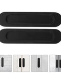 4 Pack Recessed Door Pulls With Strong Adhesive For Sliding Closet Doors, black flush handles with installation examples on various surfaces