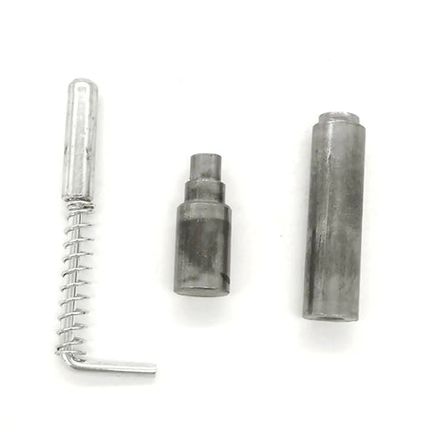 Top Grade M12 Upper And Lower Door Shaft Iron Cabinet Plate Bolt For Welding Heavy Duty Cylindrical Hinge. Three metal components.