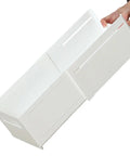 Slick Adjustable Drawer Organizer Slides Easy To Block Any Gap No Sweat Guaranteed For Organizing Makeup Pens And Gear In Kitchen Drawers Or Office Setups, white telescopic design held by hand.