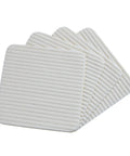 Stack of white textile no slip carpet stickers for area rugs reusable non woven rug fixing pads with anti skid adhesive grippers
