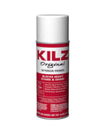 Oil Based Primer Spray White Flat 13 OZ Aerosol, single can close-up view with label details and brand name KILZ.
