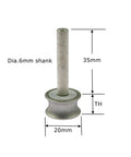 Top Notch Concave Diamond Grinding Wheel With 20mm Diameter And 6mm Shank Designed For Rotary Tools Featuring Tough Emerald Grit for fast metal shaping.