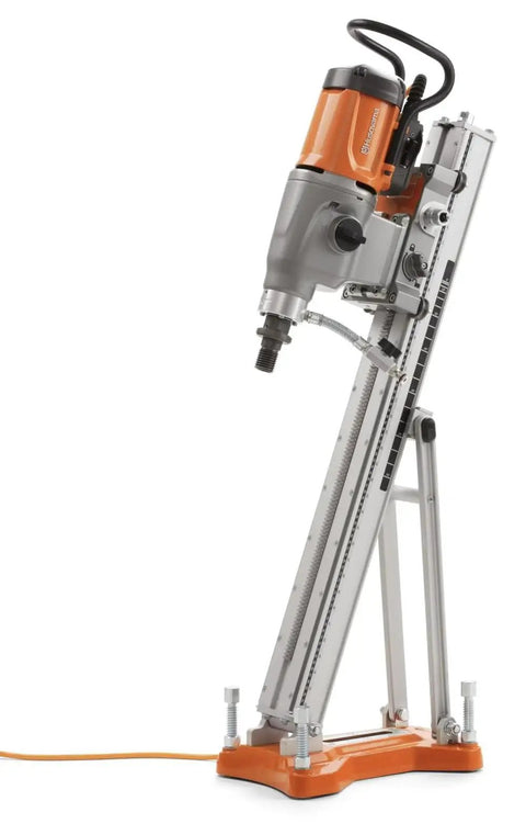 Straight Up Kickass Core Drill And Stand With 4.29 Hp Motor, grey and orange rig for precise concrete boring.