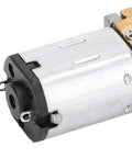 Close-up of silver and black Beefy Torque 35RPM 6V DC Gear Motor With Worm Geared Reduction 1218GEN20 For Robotics Projects Tough Metal Body
