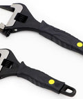 Extra Slim Eight Inch Adjustable Wrench With Three Sixteenth Inch Jaws Forty Percent Slimmer Than Standard Black Alloy Steel