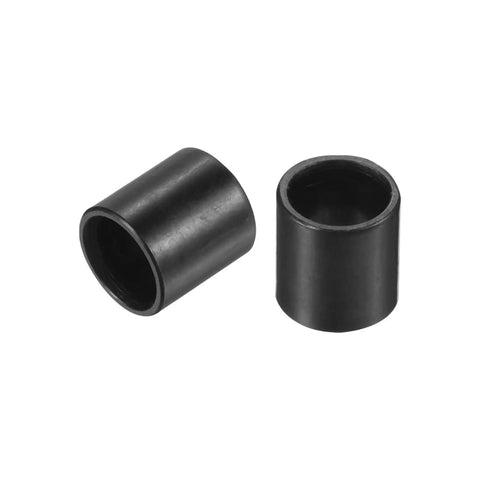 Close-up of black aluminum skateboard longboard bearing spacers, part of the Skateboard Longboard Bearing Spacers And Speed Washers Set.