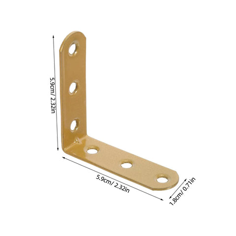 Gold stainless steel 90 degree L bracket from 20 Piece L Bracket Set Stainless Steel Corner Braces 90 Degree Right Angles With 60 Screws For Wood Shelves Chairs Tables Dressers And Other Furniture 2.32 By 2.32 Inches Rustproof Indoor Outdoor Built To Last