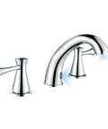 Touchless Bathroom Faucet For Three Hole Mount With Three Handles, Temperature Control, Chrome Finish, Eco Friendly 304 Stainless Steel