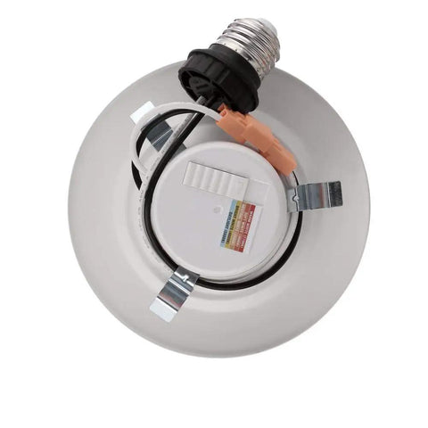 4 Pack 4 Inch Color Temperature Select LED Recessed Trim Downlights Retrofit Kit For Can Lighting Upgrade A No Brainer Replacing 65W Incandescent With Integrated LED, back view showing mounting clips and color temperature switch