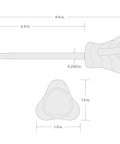 Diagram showing dimensions of Scratch And Punch Awl With High Torque Handle For Precise Marking And Punching In The Shop Beefy Heavy Duty Nonslip Grip Heat Treated 8650 Steel Blade Made In USA.