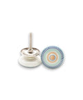 Pack Of Eight Vibrant Mandala Ceramic Cupboard Knobs 40mm Drawer Pulls With Washers showing colorful design and metal fixture.