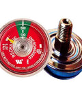 50 Pack 100 PSI UL Rated Stainless Steel Water Fire Extinguisher Gauge Heavy Duty Replacement showing red dial and threaded fitting.