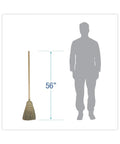 Reliable Workhorse Warehouse Brooms Crafted With Heavy Duty Corn Fiber Bristles, 56 inch tall with a corn bristle head for efficient sweeping.