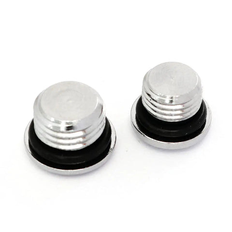Close-up of Stainless Steel Scuba Regulator Port Plug Kit With 7/16 High Pressure And 3/8 Low Pressure Plugs Leak Proof O Ring